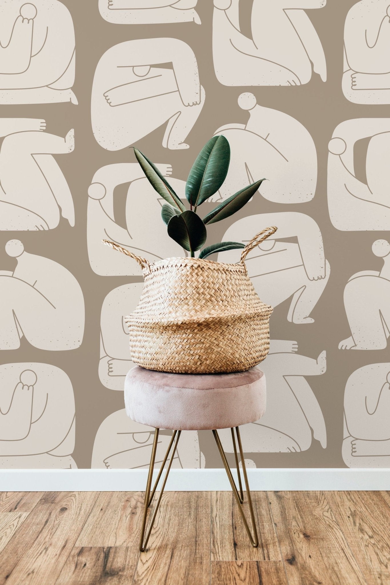 Abstract Beige Human Figures Wallpaper - C242 - WallTrend