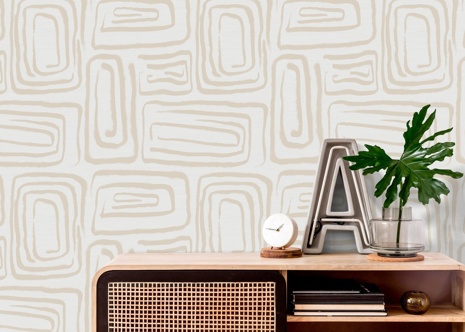 Abstract Beige Pathways Wallpaper - C641 - WallTrend