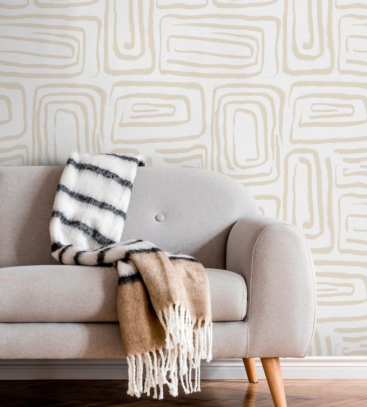 Abstract Beige Pathways Wallpaper - C641 - WallTrend