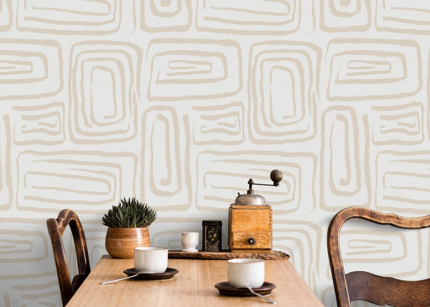 Abstract Beige Pathways Wallpaper - C641 - WallTrend