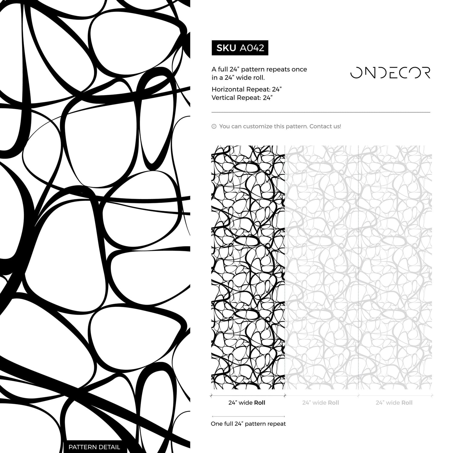 Abstract Black and White Curves Wallpaper - A042 - WallTrend