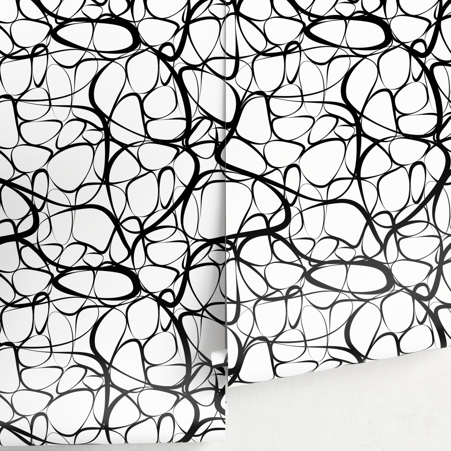 Abstract Black and White Curves Wallpaper - A042 - WallTrend