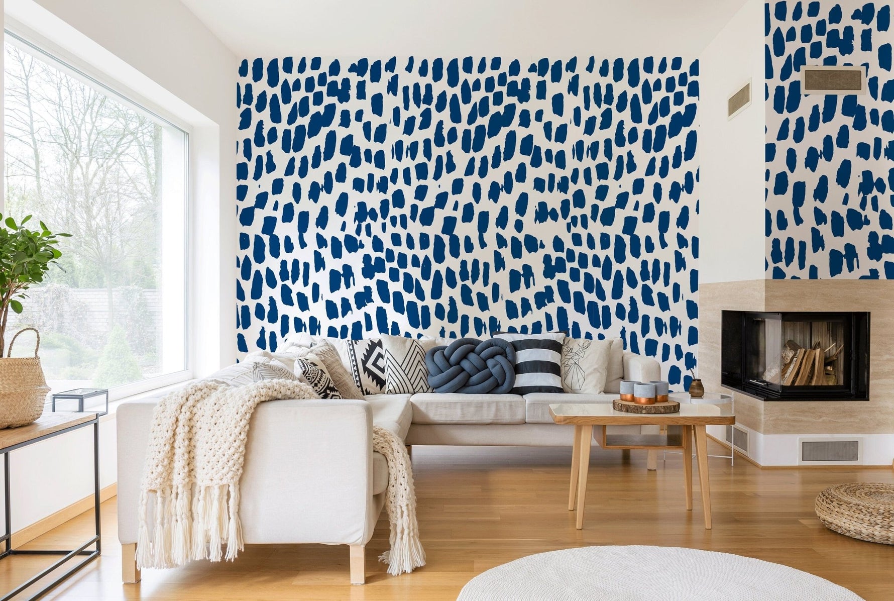 Abstract Blue Brushstrokes Wallpaper - B659 - WallTrend