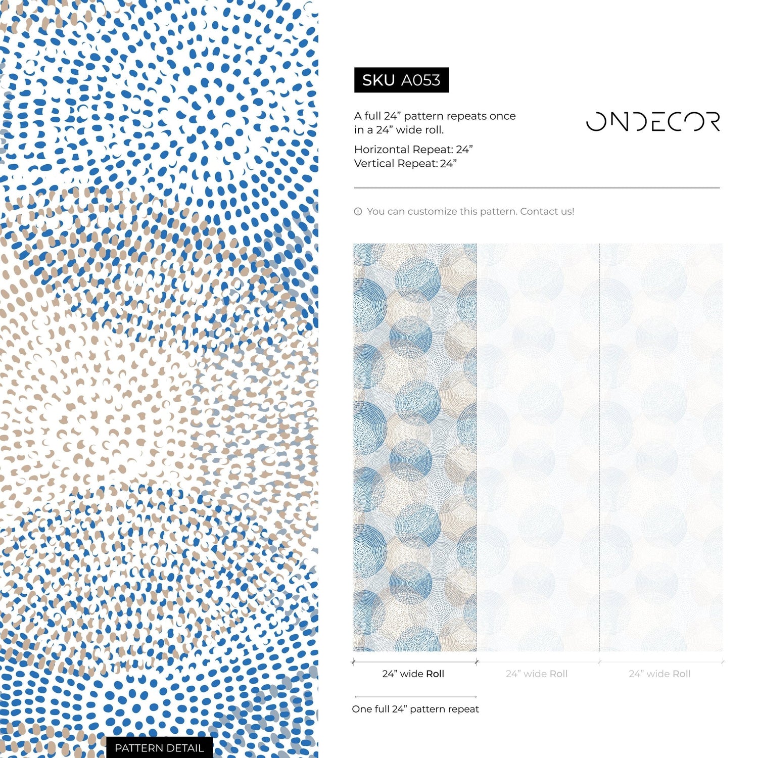 Abstract Blue Dot Mosaic Wallpaper - A053 - WallTrend