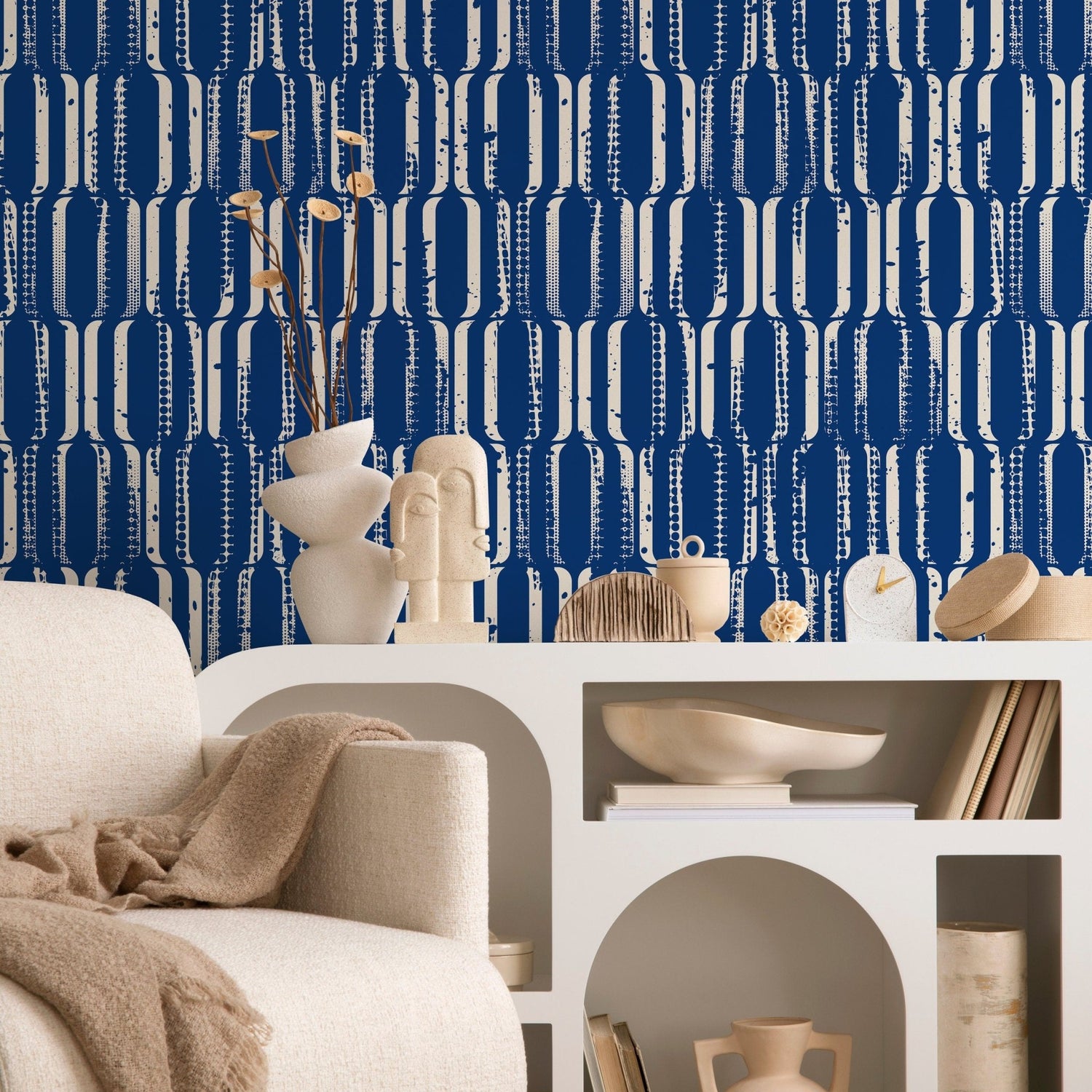 Abstract Blue Totem Wallpaper - B408 - WallTrend