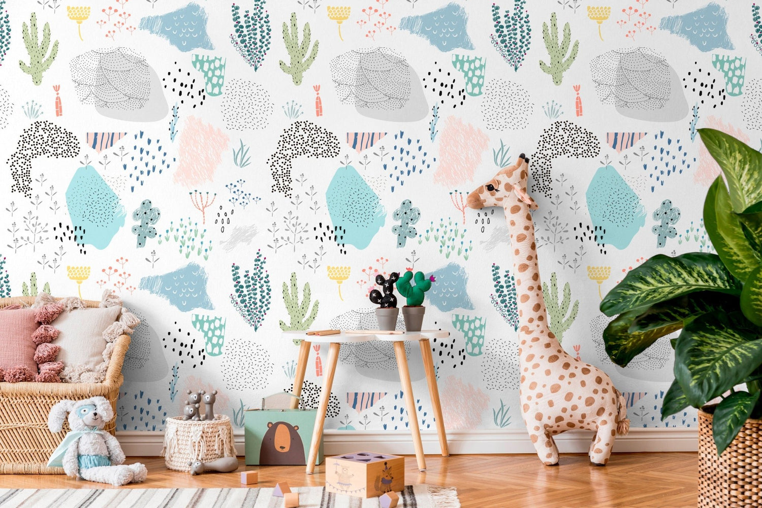 Abstract Botanical Doodles Wallpaper - B203 - WallTrend