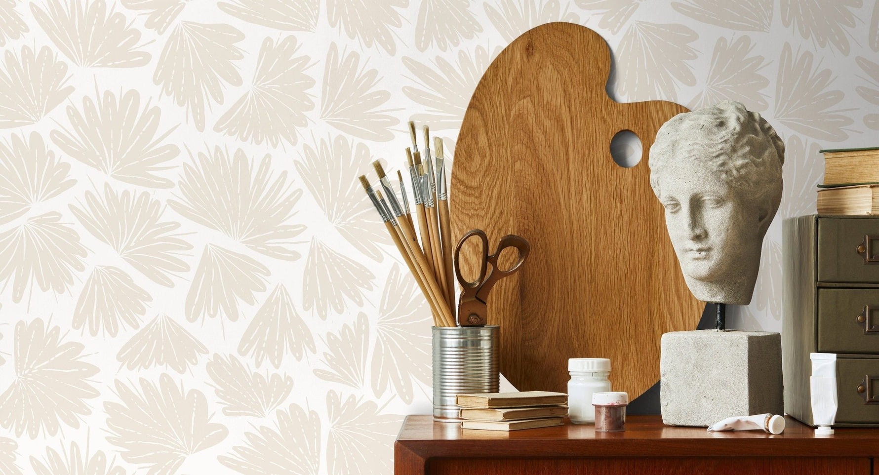 Abstract Botanical Fan Shapes Wallpaper - C683 - WallTrend