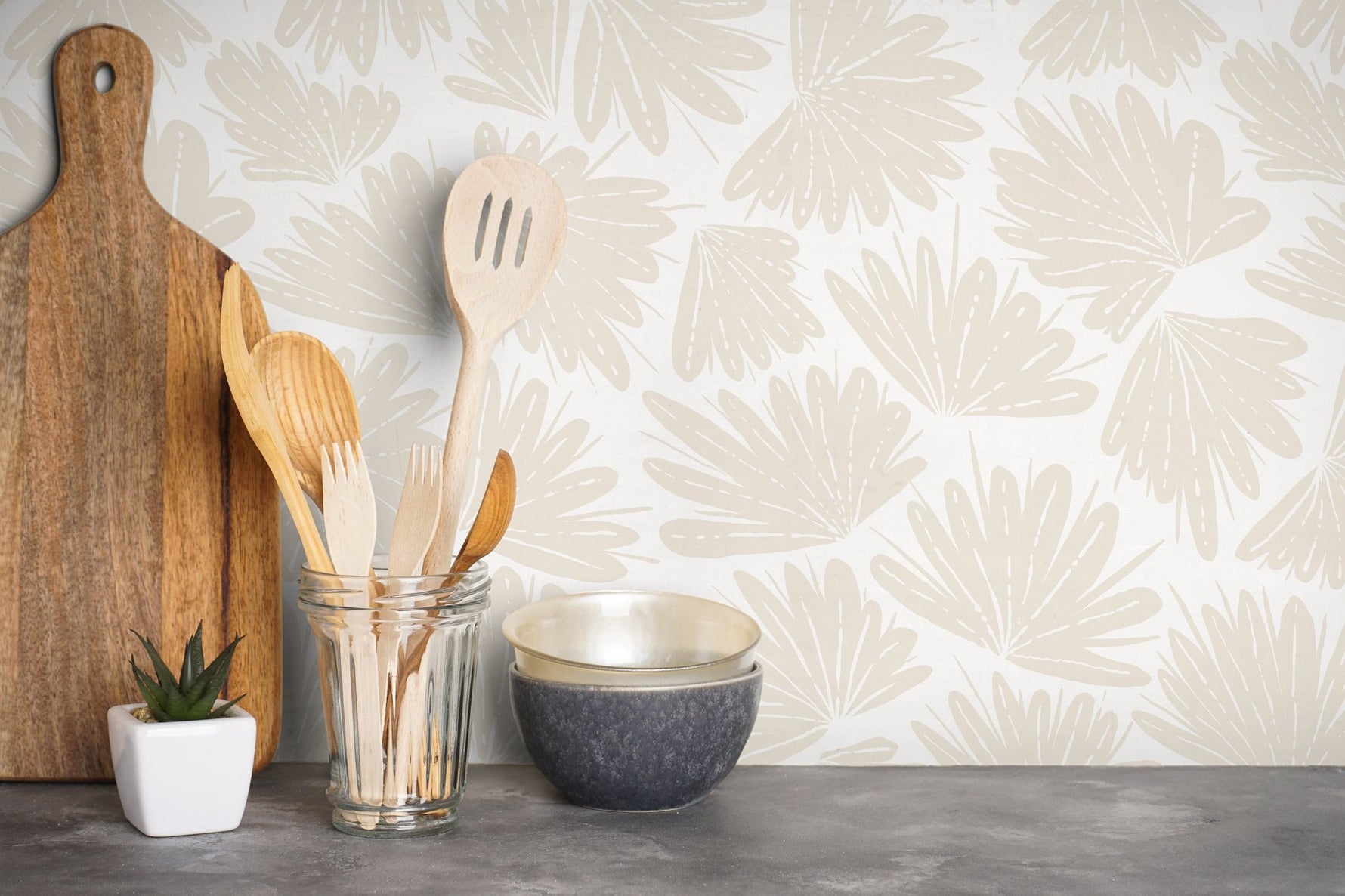 Abstract Botanical Fan Shapes Wallpaper - C683 - WallTrend