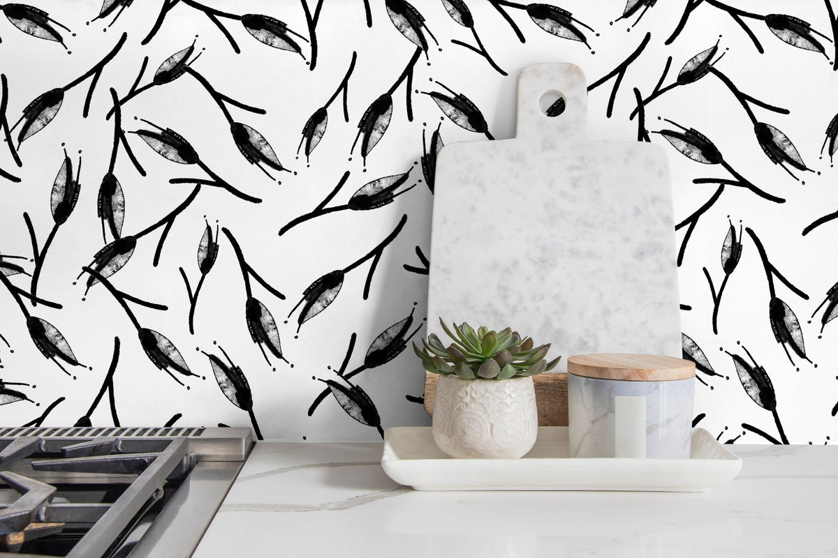 Abstract Botanical Illustrations Wallpaper - B056 - WallTrend