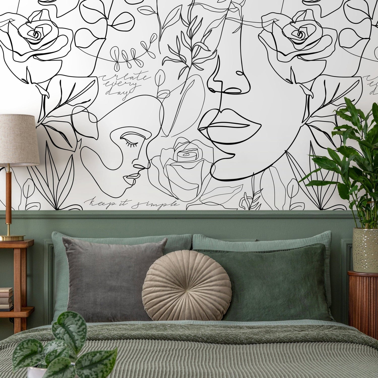 Abstract Botanical Line Art Wallpaper - B611 - WallTrend