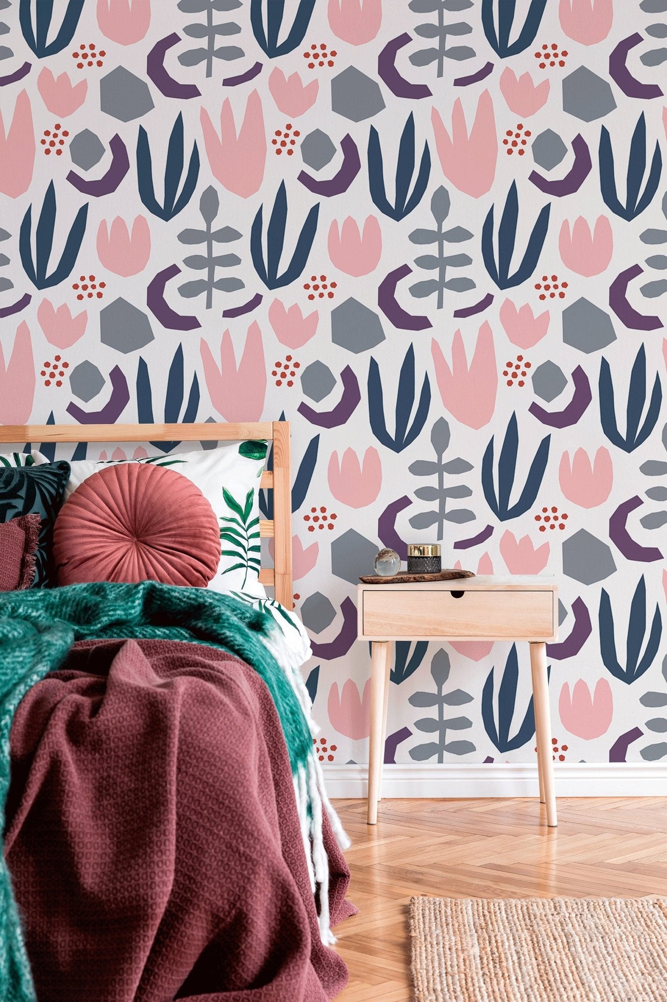 Abstract Botanical Shapes Wallpaper - B454 - WallTrend