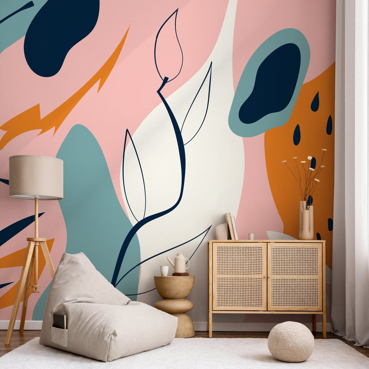 Abstract Botanical Shapes Wallpaper - B630 - WallTrend