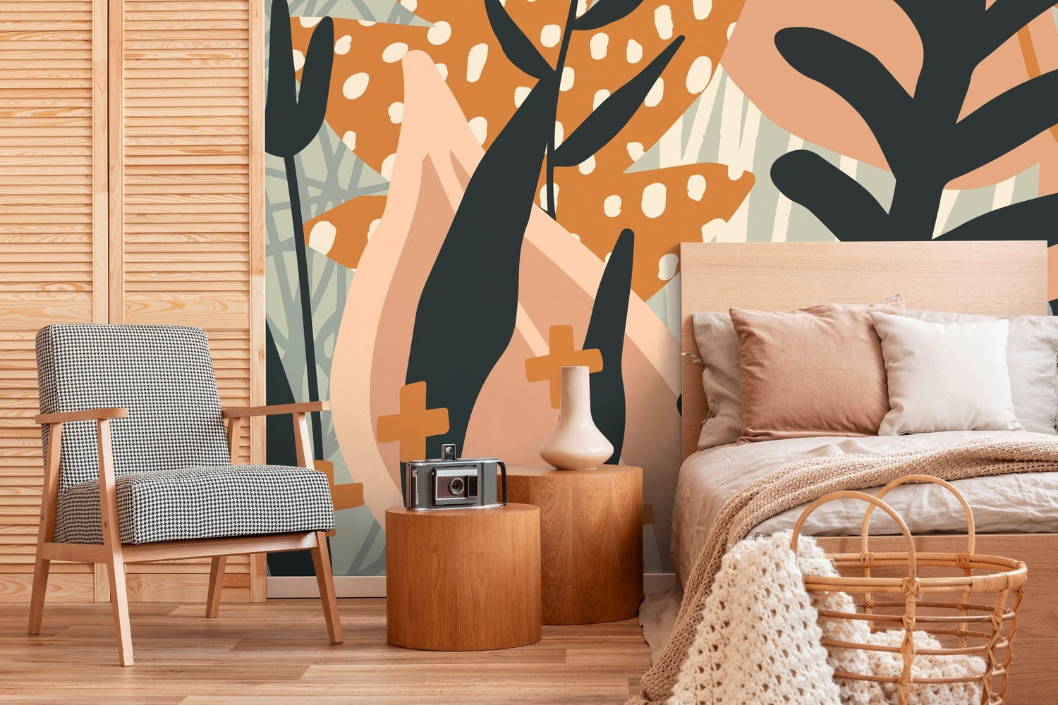 Abstract Botanical Shapes Wallpaper - B874 - WallTrend