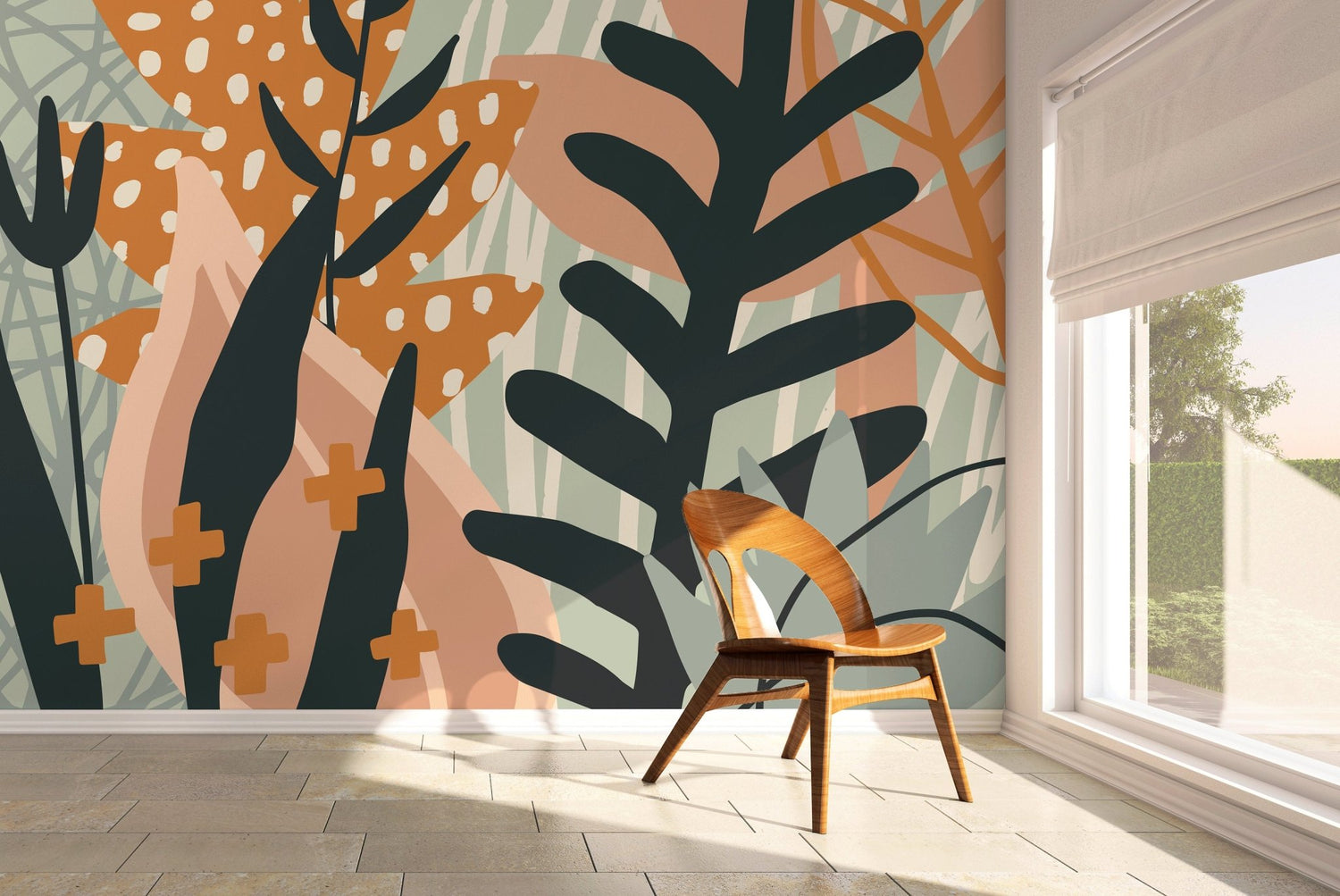 Abstract Botanical Shapes Wallpaper - B874 - WallTrend