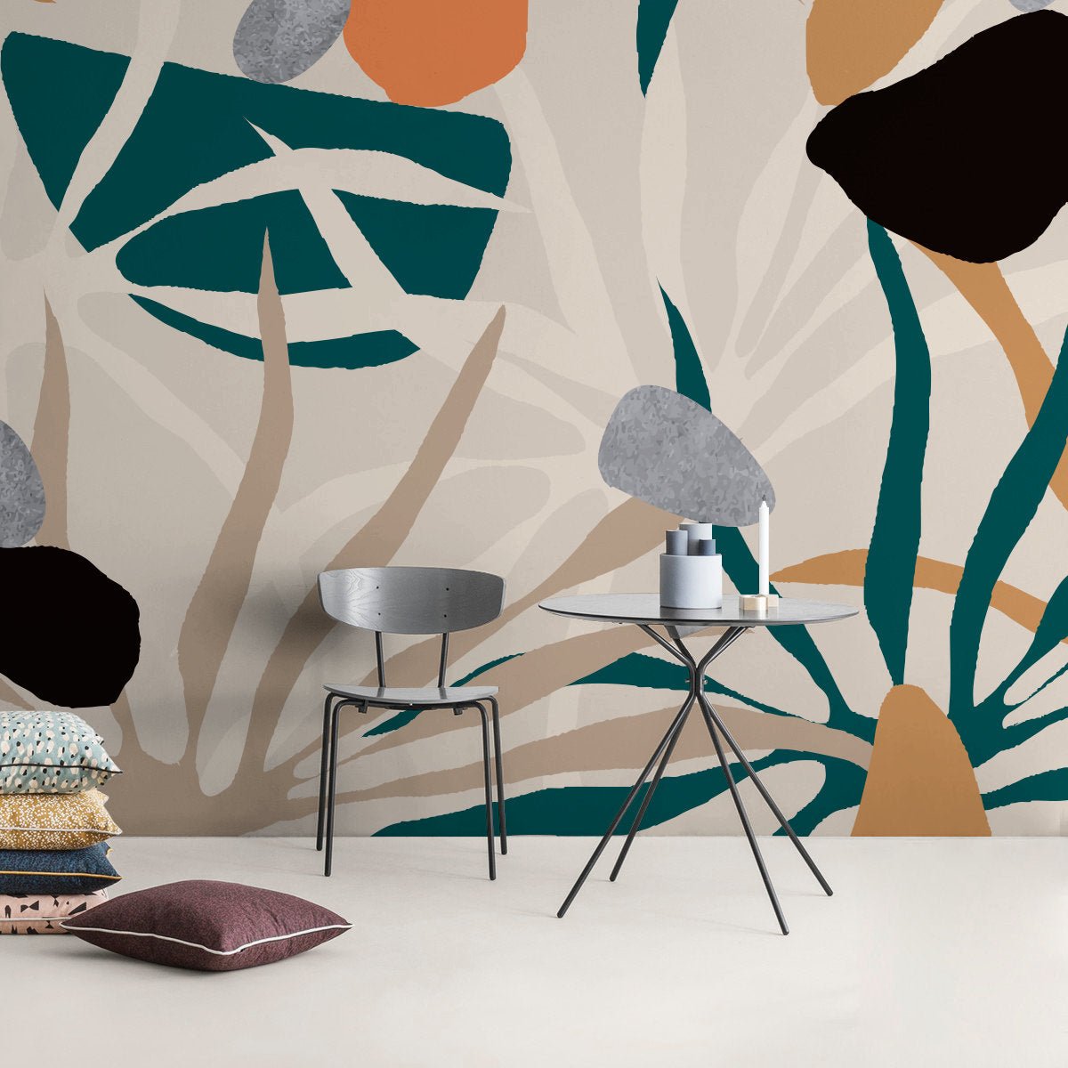 Abstract Botanical Shapes Wallpaper - C123 - WallTrend