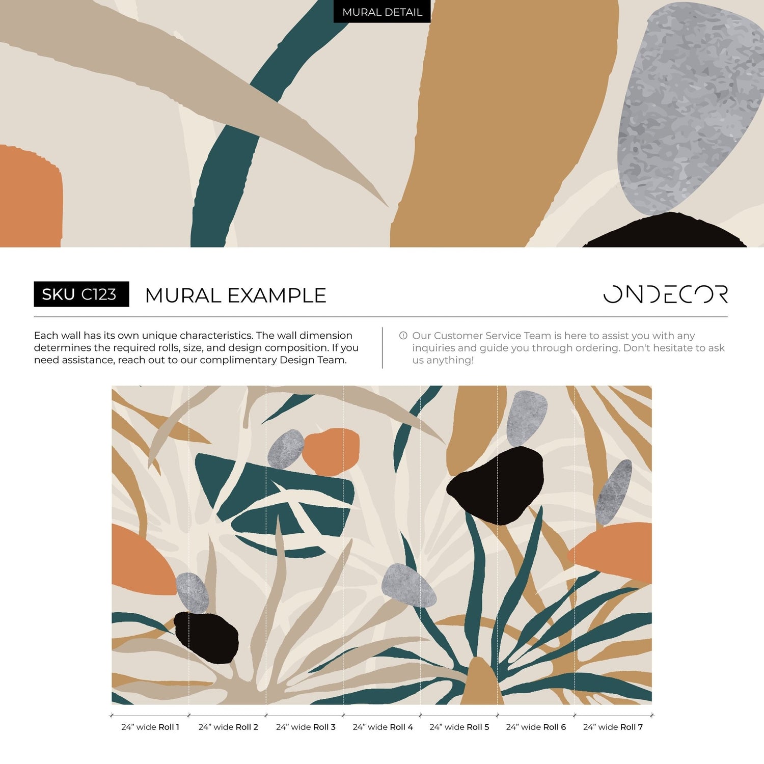 Abstract Botanical Shapes Wallpaper - C123 - WallTrend