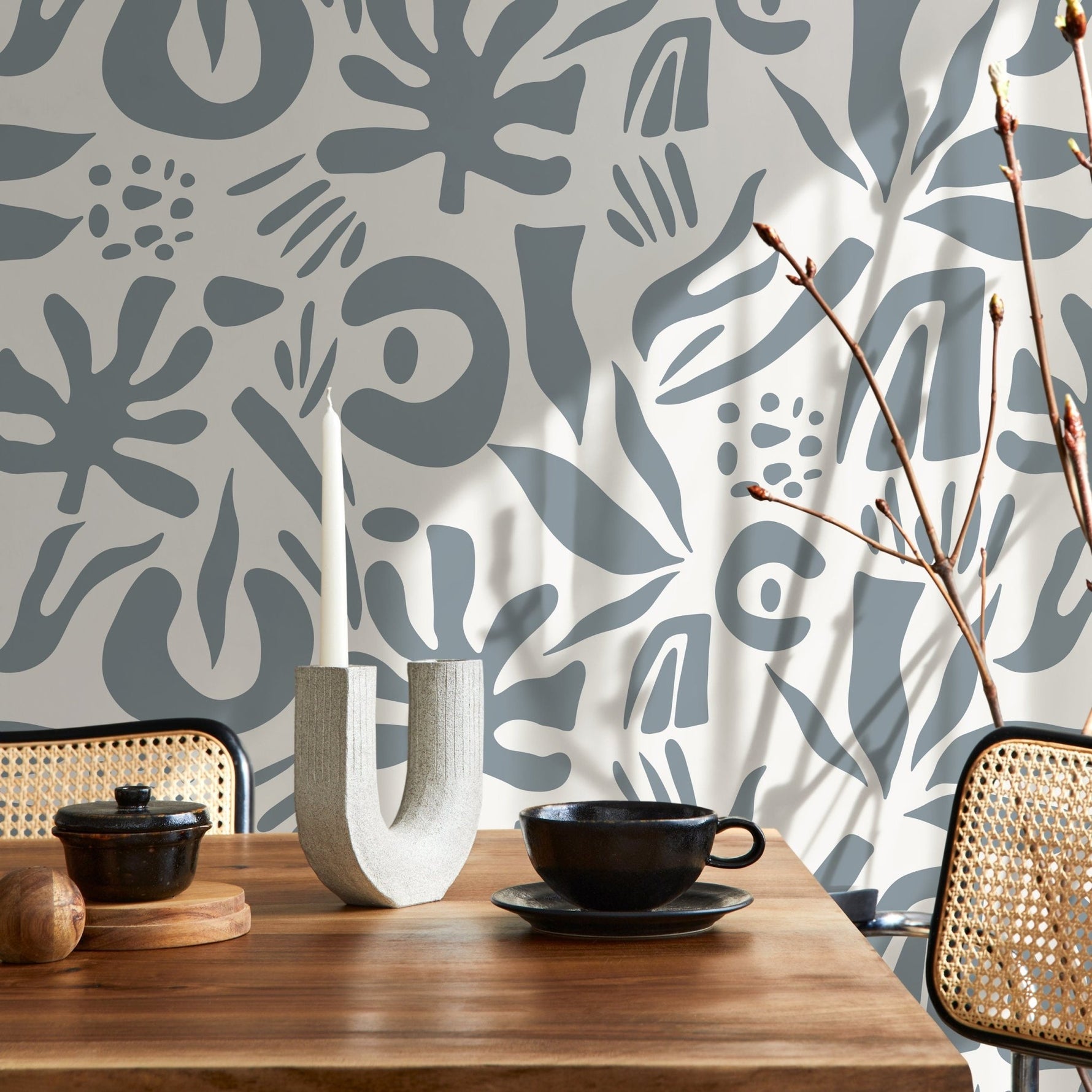 Abstract Botanical Shapes Wallpaper - D688 - WallTrend