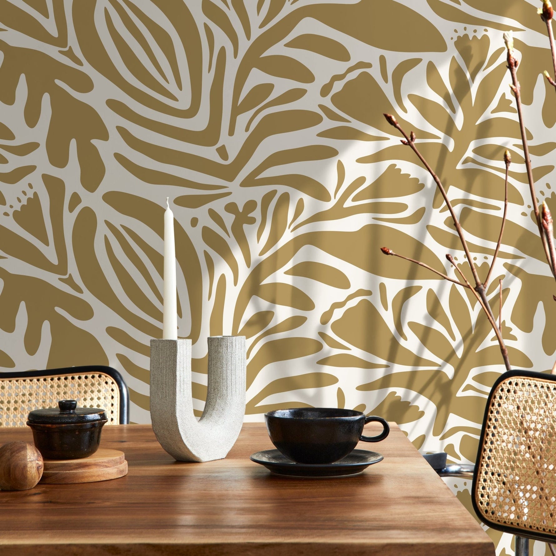 Abstract Botanical Shapes Wallpaper - D702 - WallTrend