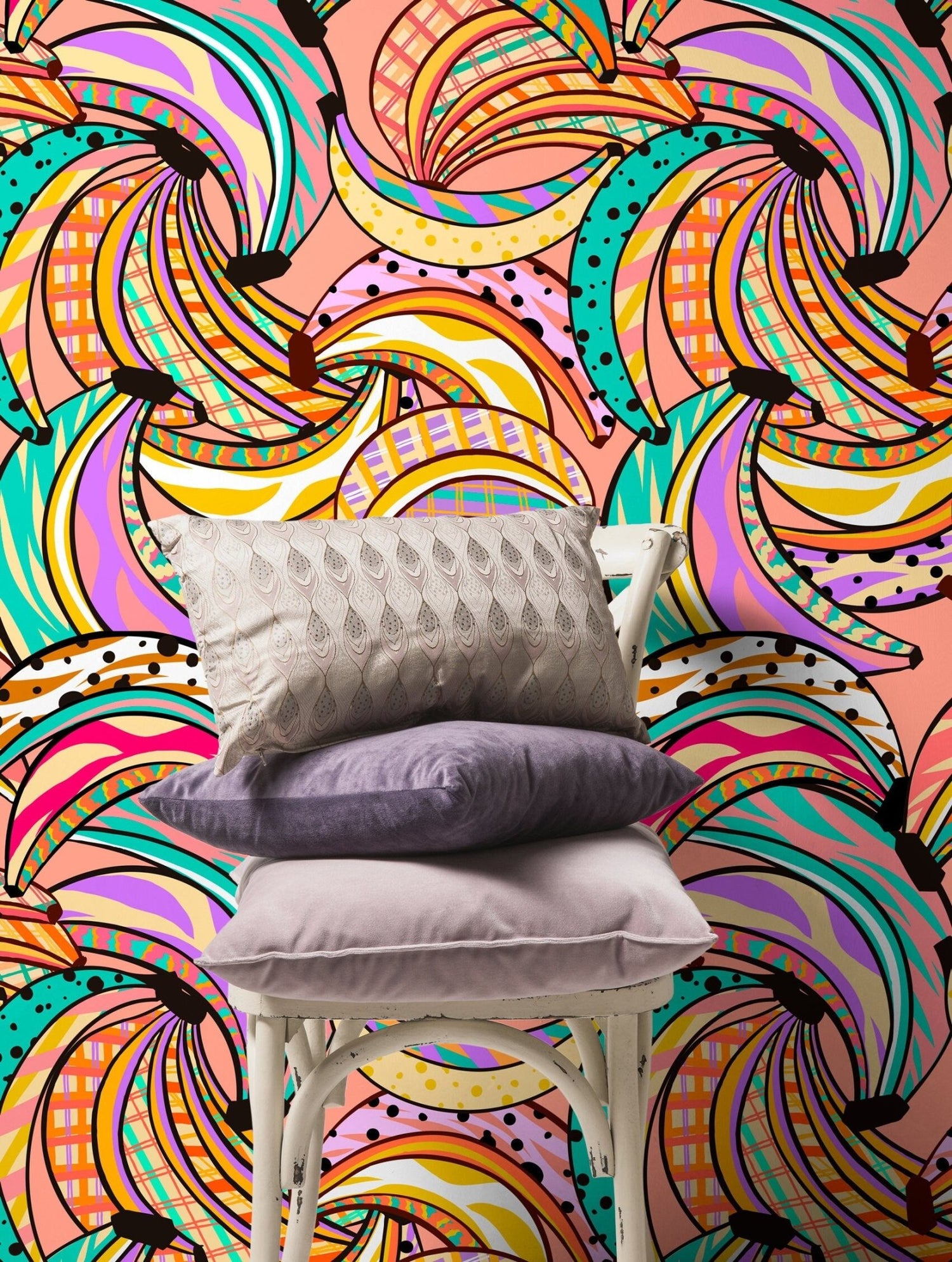 Abstract Botanical Swirls Wallpaper - C460 - WallTrend