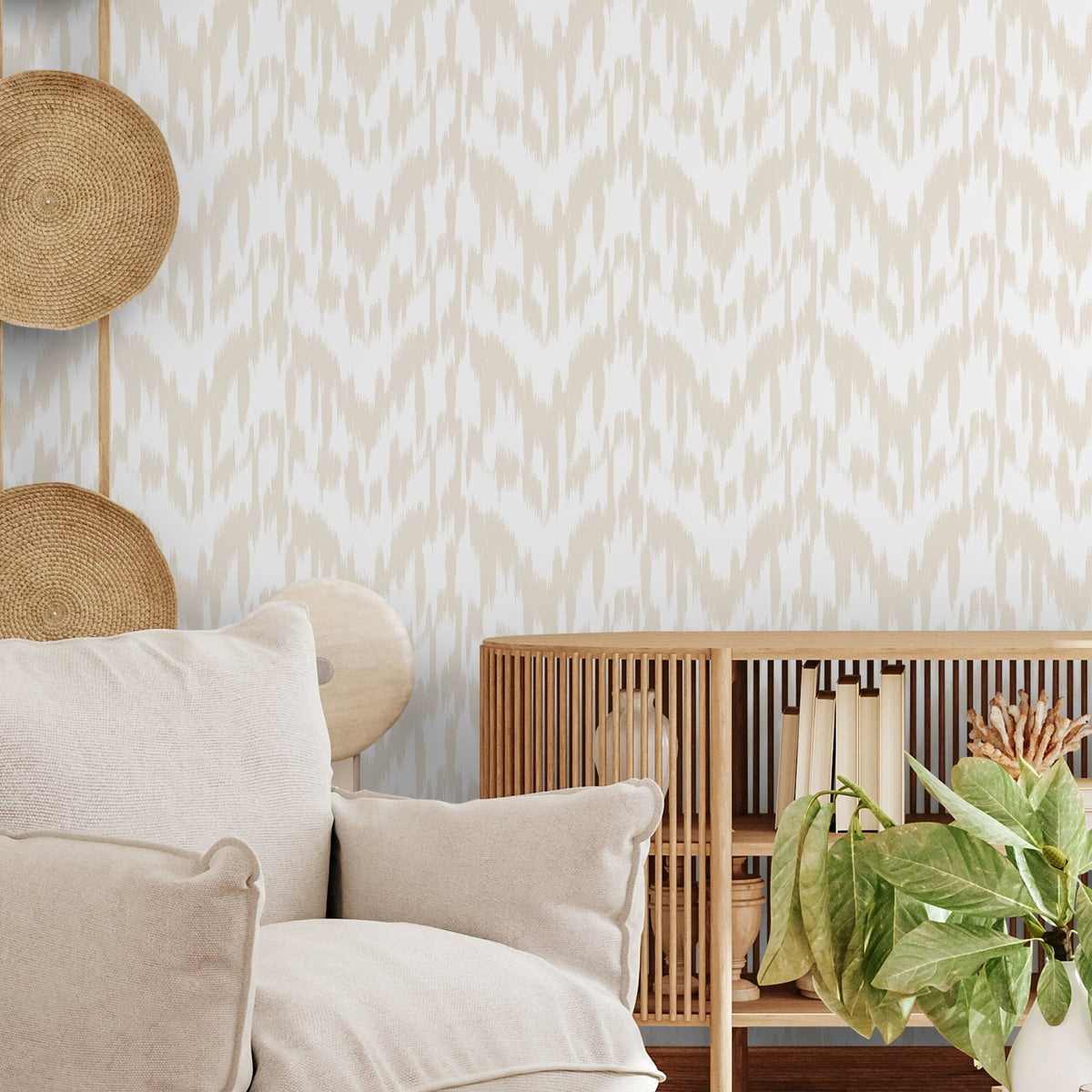 Abstract Brushstroke Herringbone Wallpaper - C744 - WallTrend