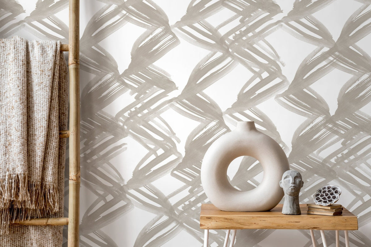 Abstract Brushstroke Lattice Wallpaper - C980 - WallTrend