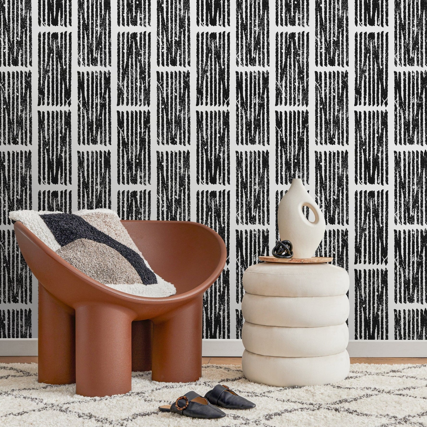 Abstract Brushstroke Lines Wallpaper - C550 - WallTrend