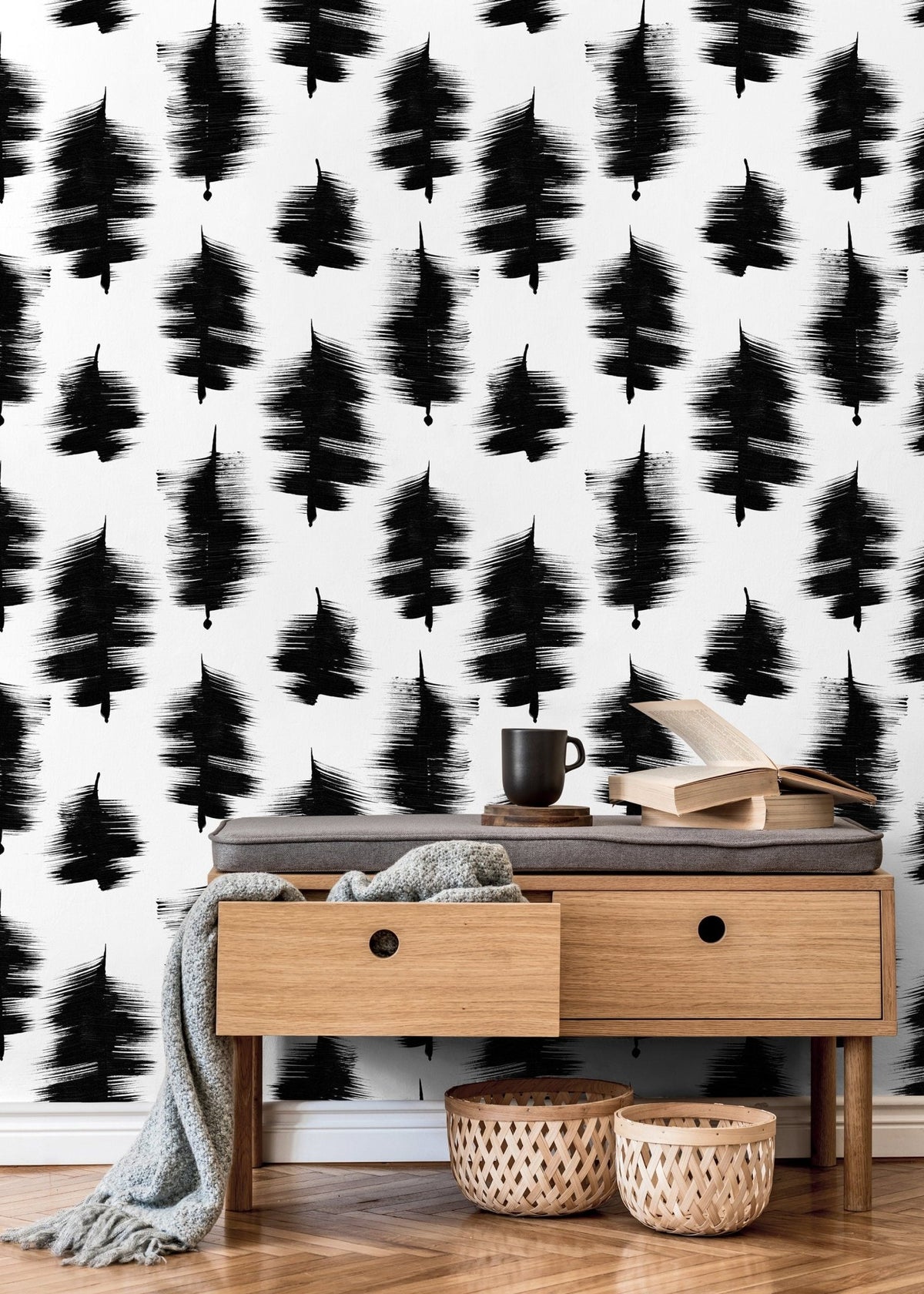 Abstract Brushstroke Trees Wallpaper - C885 - WallTrend