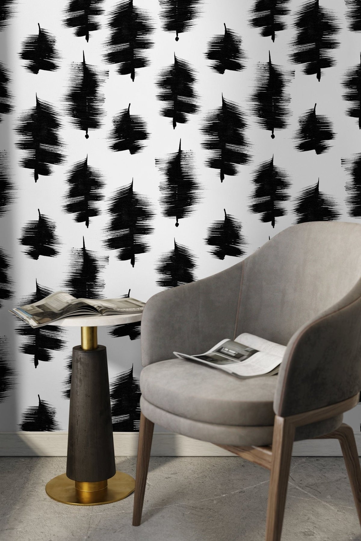 Abstract Brushstroke Trees Wallpaper - C885 - WallTrend