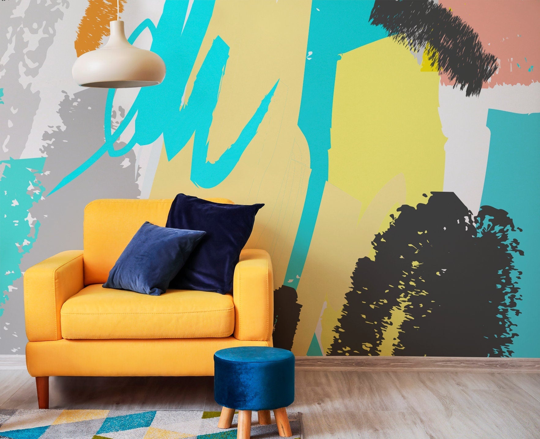 Abstract Colorful Brushstrokes Wallpaper - B166 - WallTrend