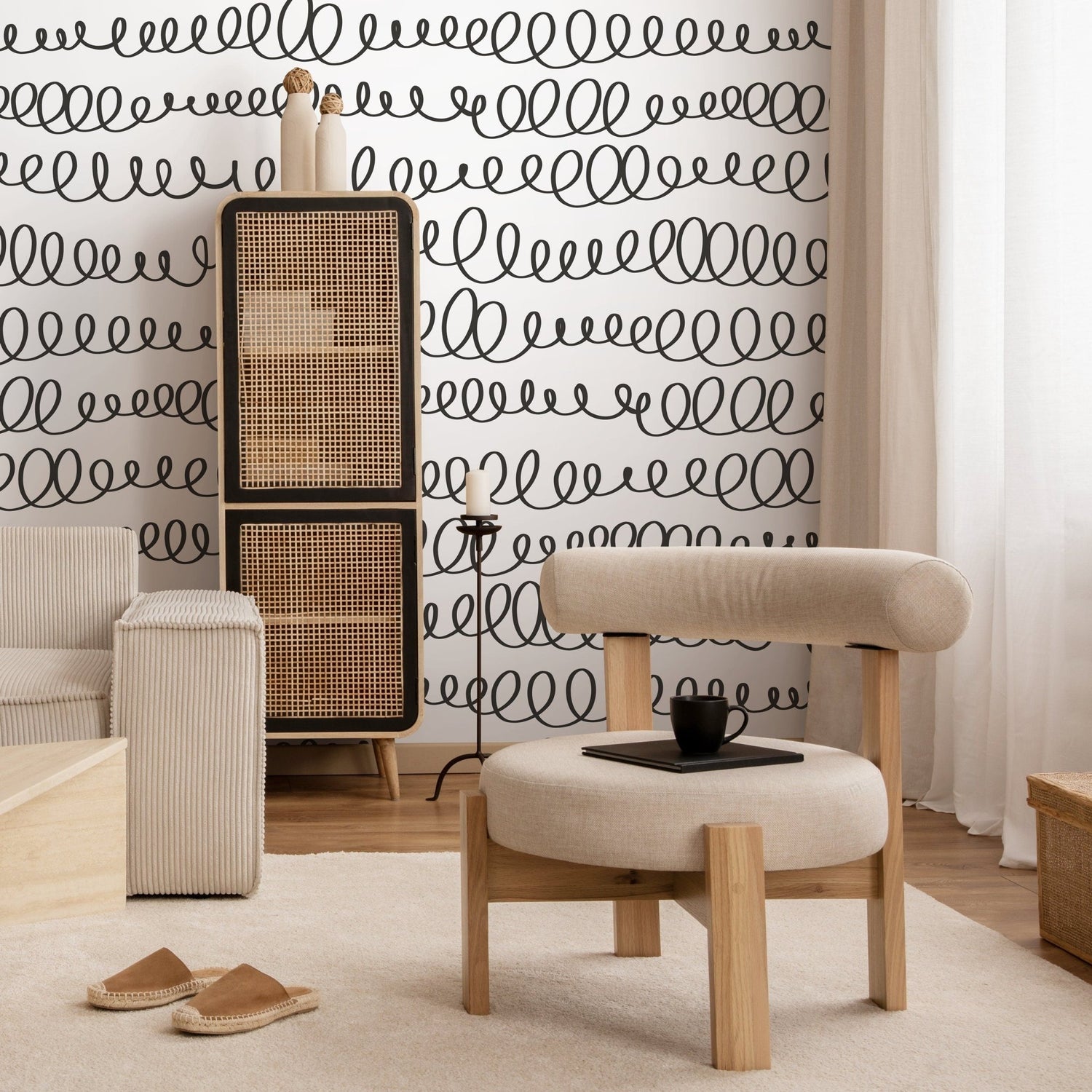 Abstract Continuous Line Wallpaper - A008 - WallTrend