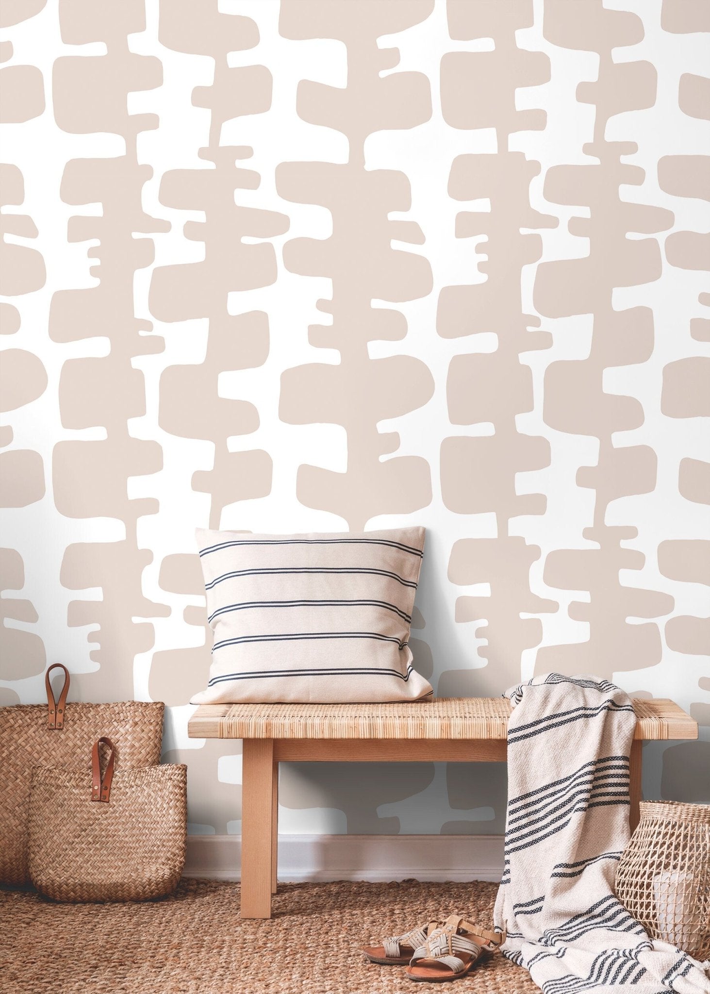 Abstract Cream Puzzle Wallpaper - B968 - WallTrend