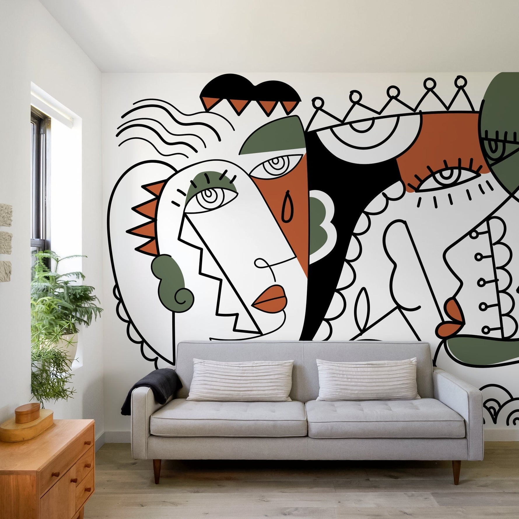 Abstract Cubism Art Wallpaper Modern Mural Peel and Stick Wallpaper Home Decor - D564 - WallTrend