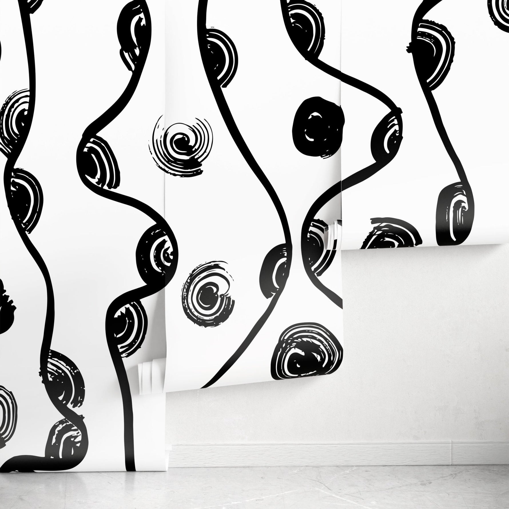 Abstract Curves and Circles Wallpaper - C132 - WallTrend