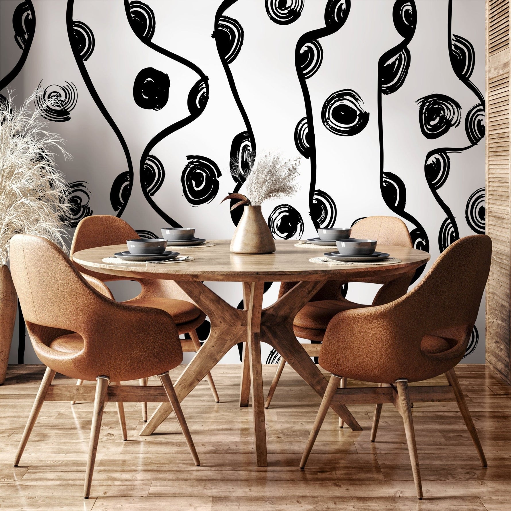 Abstract Curves and Circles Wallpaper - C132 - WallTrend