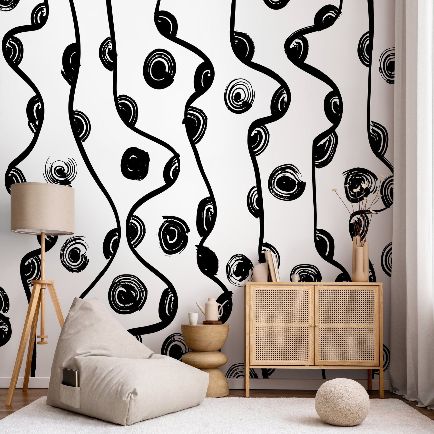 Abstract Curves and Circles Wallpaper - C132 - WallTrend