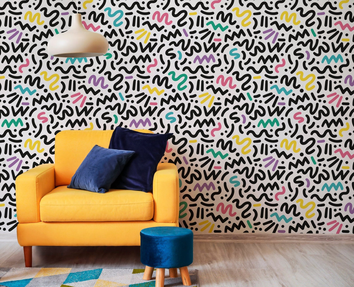 Abstract Doodle Art Wallpaper - B484 - WallTrend