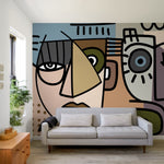 Abstract Face Collage Wallpaper - D567 - WallTrend