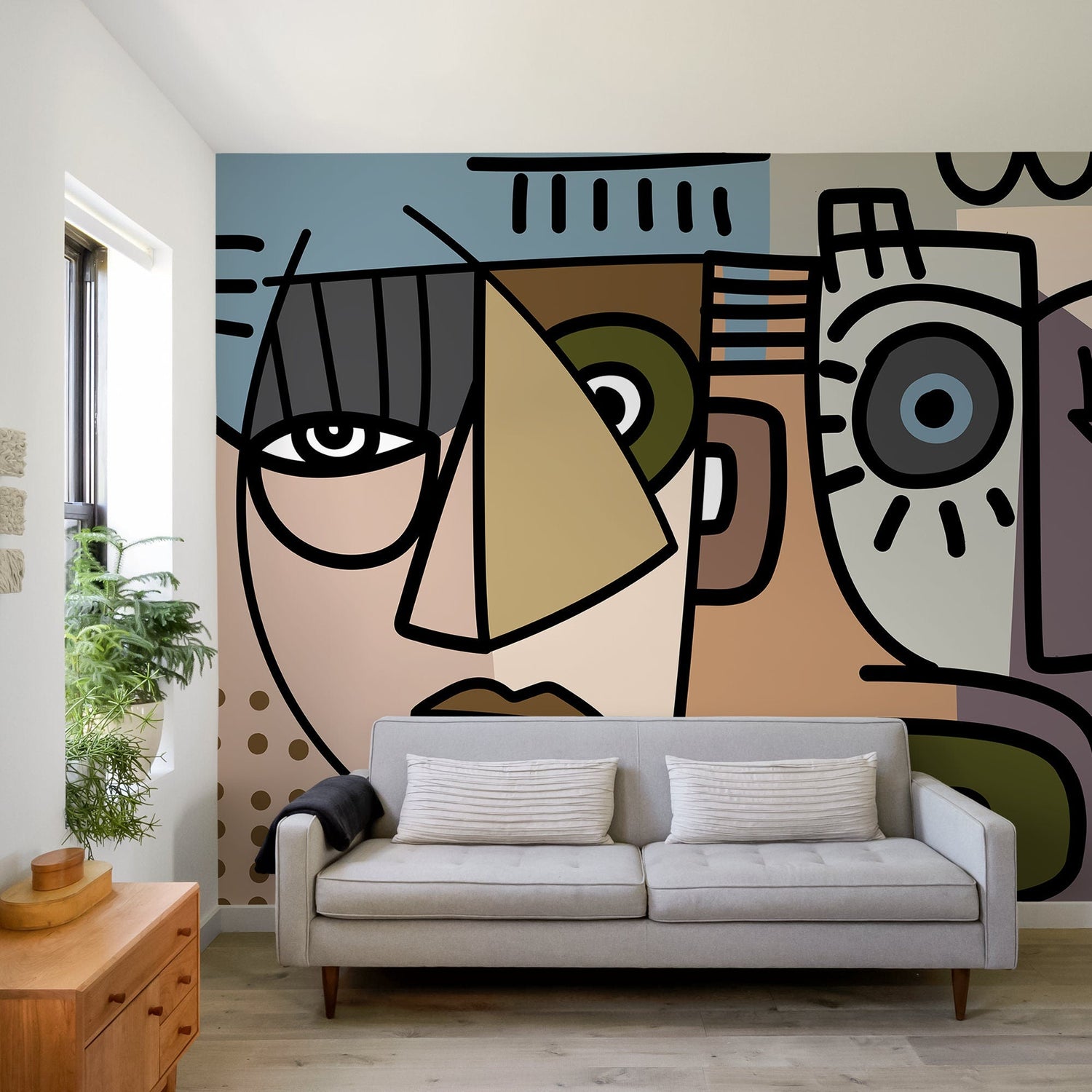 Abstract Face Collage Wallpaper - D567 - WallTrend