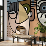 Abstract Face Collage Wallpaper - D567 - WallTrend