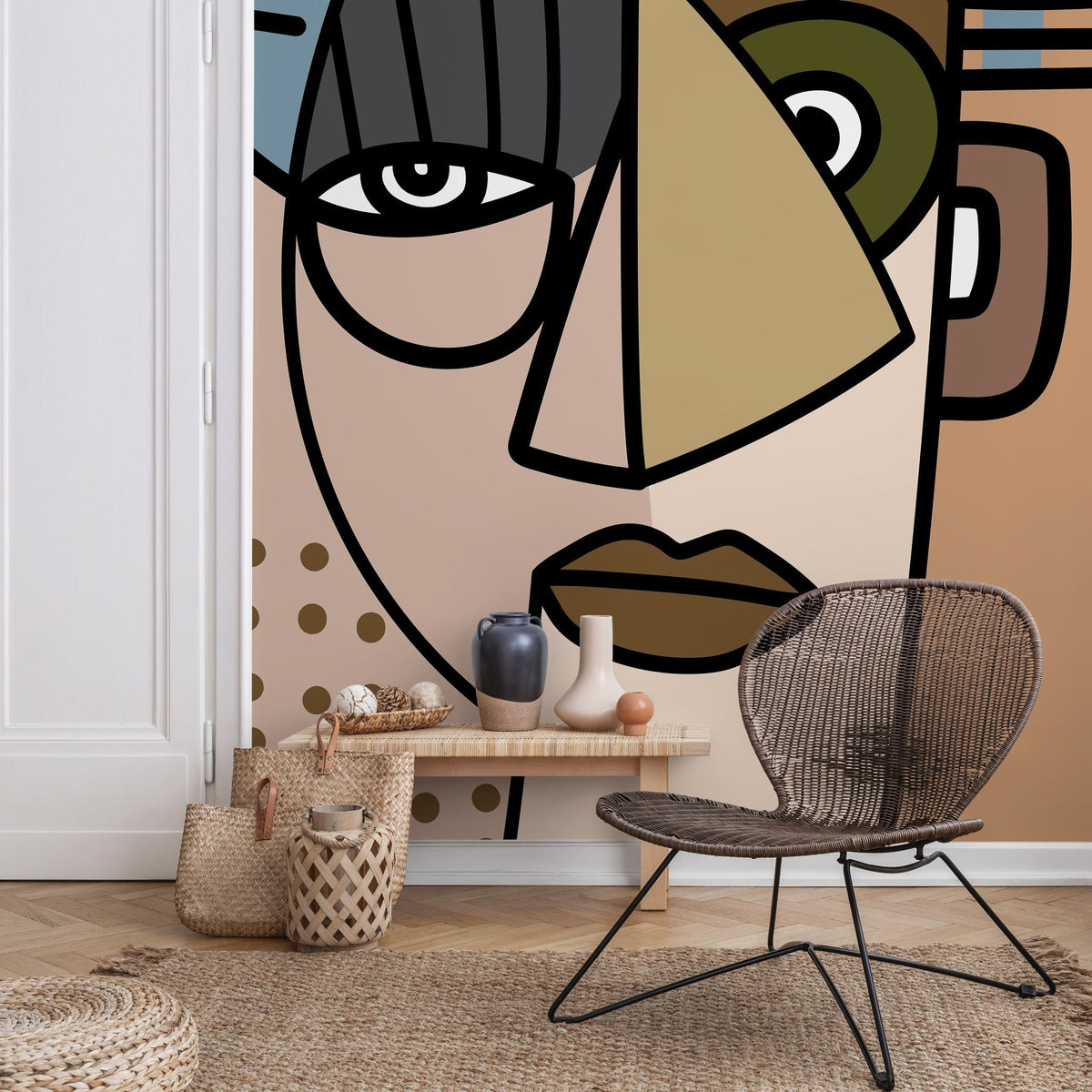 Abstract Face Collage Wallpaper - D567 - WallTrend