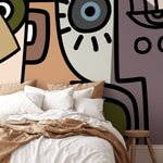 Abstract Face Collage Wallpaper - D567 - WallTrend