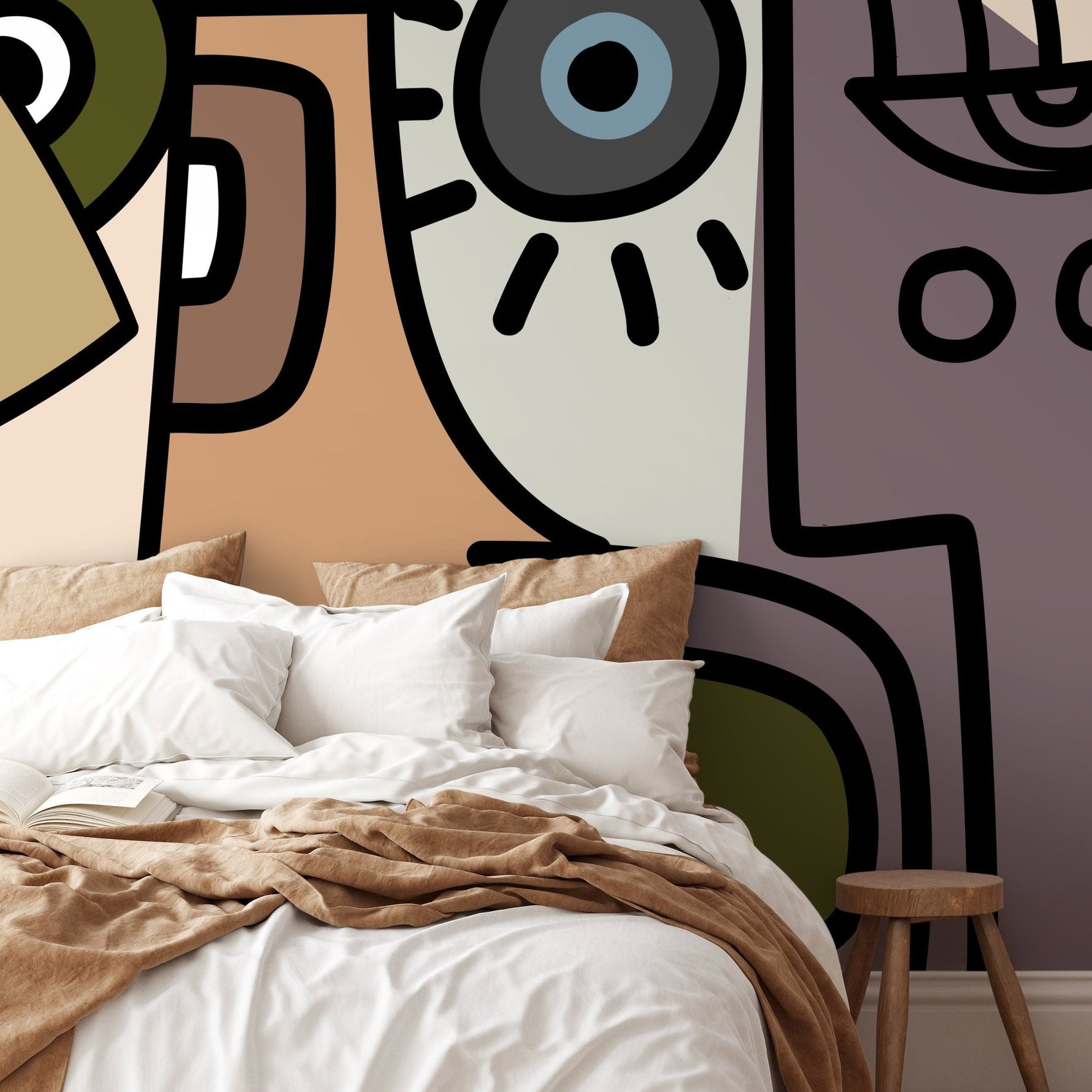 Abstract Face Collage Wallpaper - D567 - WallTrend