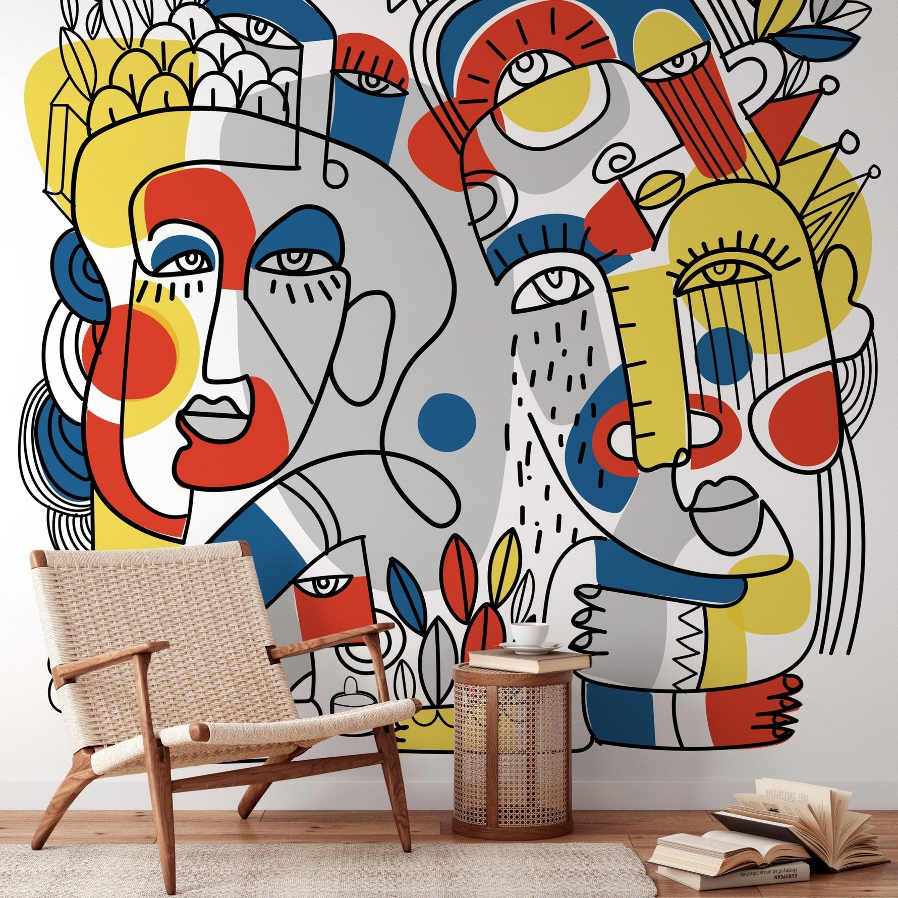 Abstract Faces Art Wallpaper - D556 - WallTrend