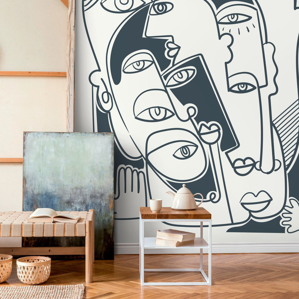 Abstract Faces Art Wallpaper - D590 - WallTrend