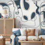 Abstract Faces Art Wallpaper - D590 - WallTrend