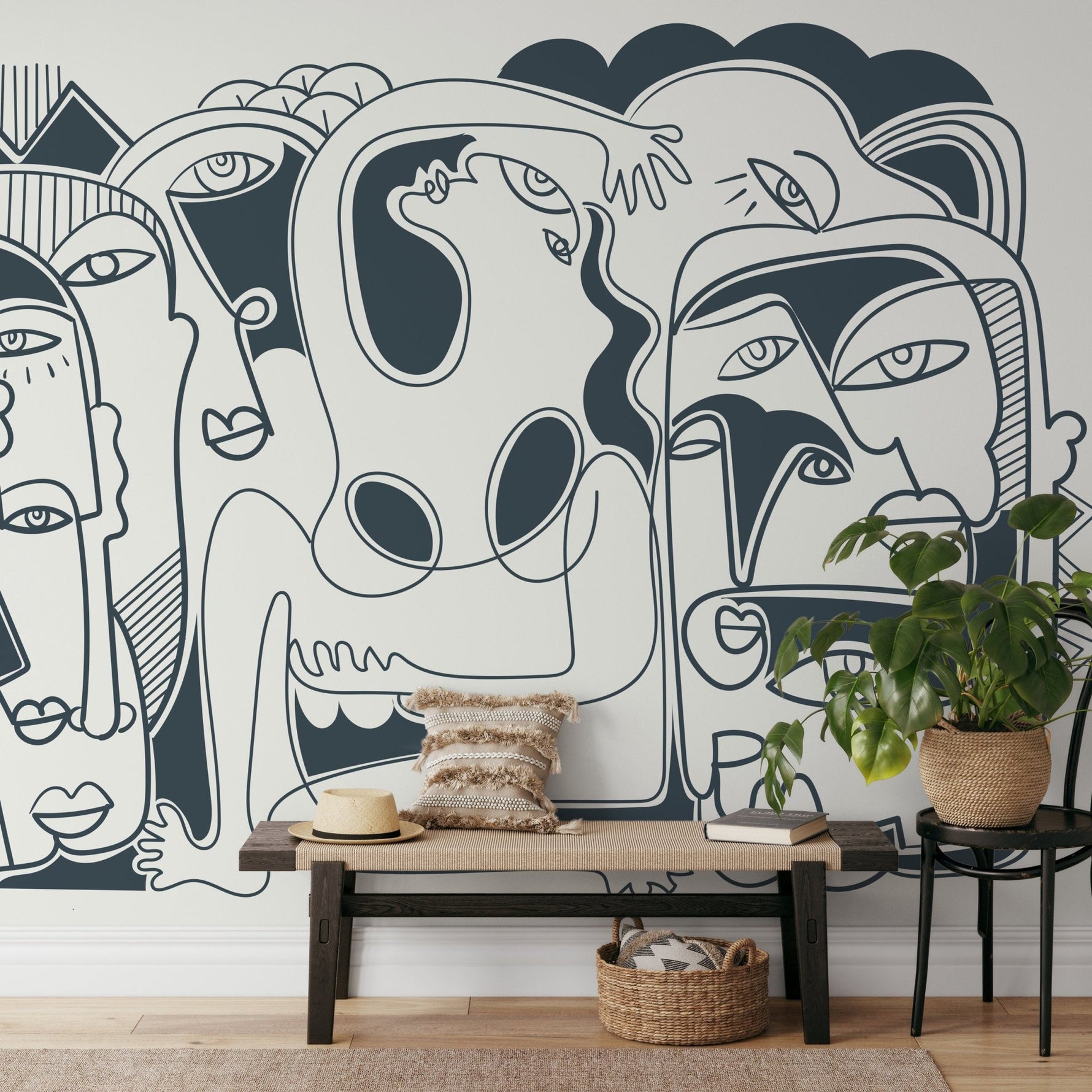 Abstract Faces Art Wallpaper - D590 - WallTrend