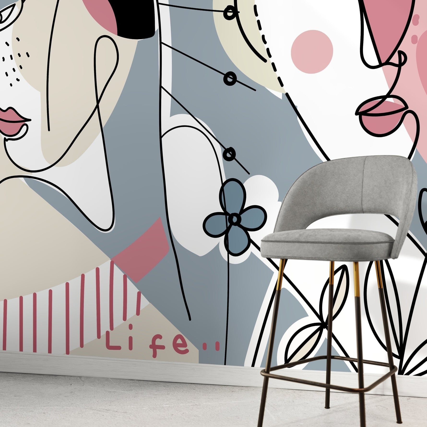 Abstract Faces Artistic Wallpaper - D603 - WallTrend