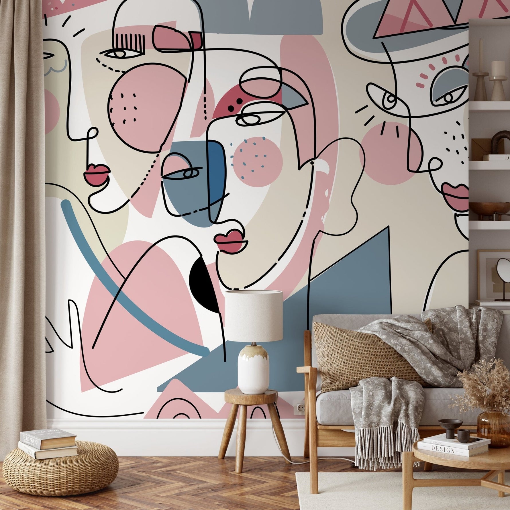 Abstract Faces Artistic Wallpaper - D603 - WallTrend