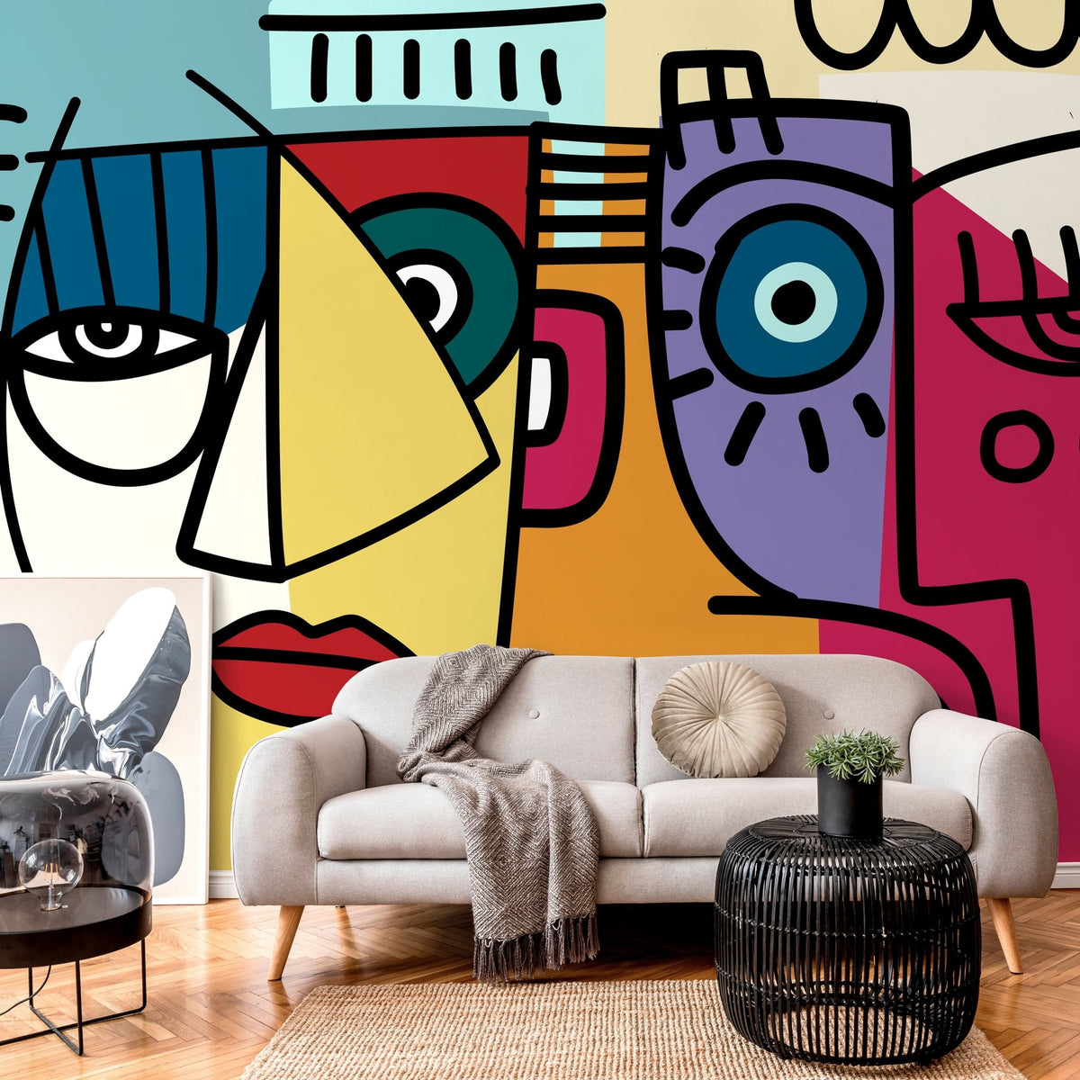 Abstract Faces Artwork Wallpaper - D566 - WallTrend