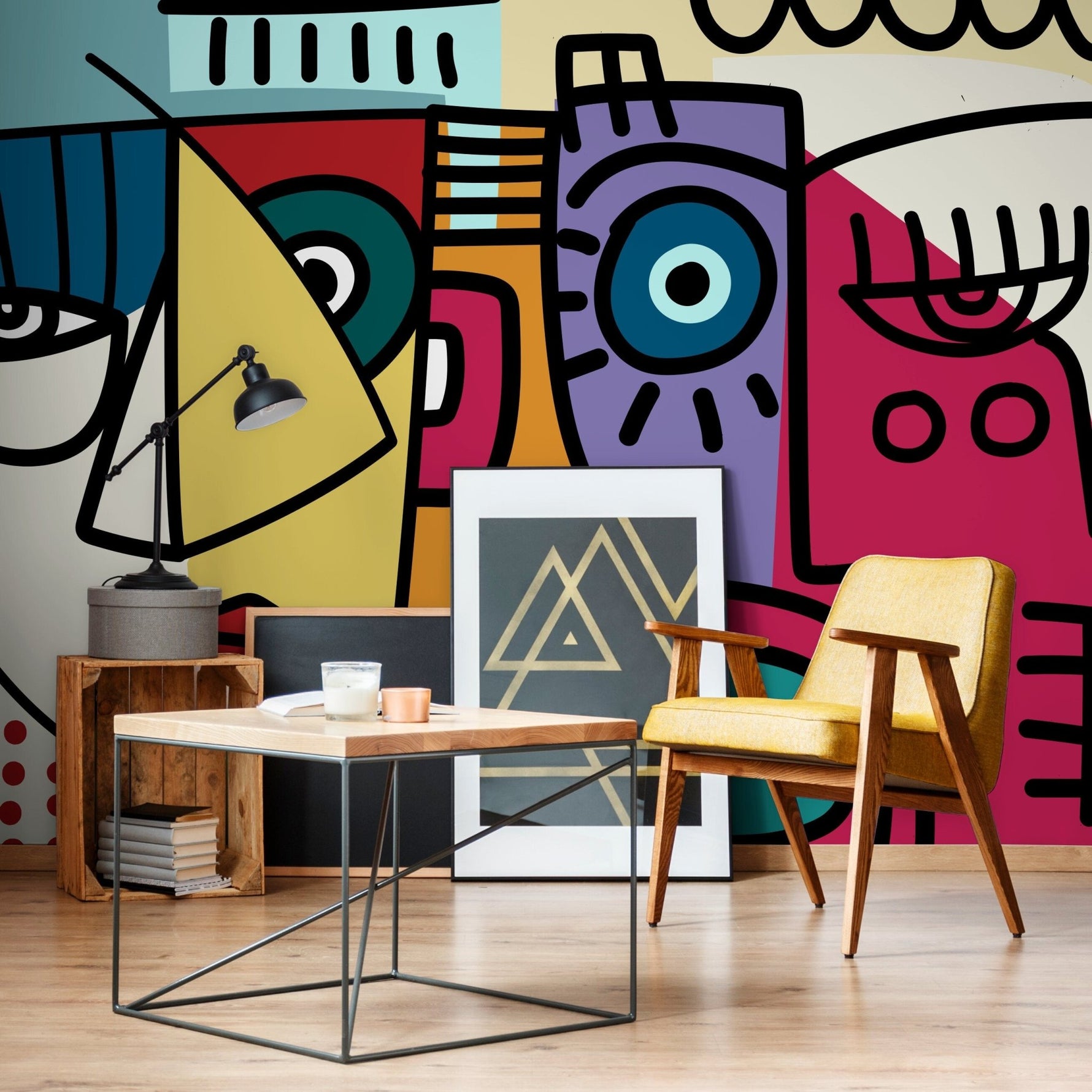 Abstract Faces Artwork Wallpaper - D566 - WallTrend